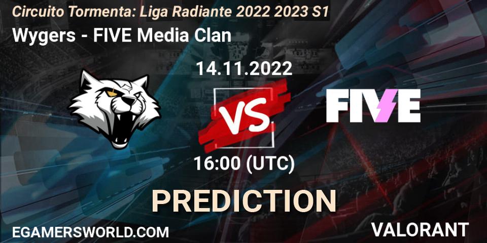 Wygers - FIVE Media Clan: прогноз. 14.11.2022 at 16:00, VALORANT, Circuito Tormenta: Liga Radiante 2022 2023 S1