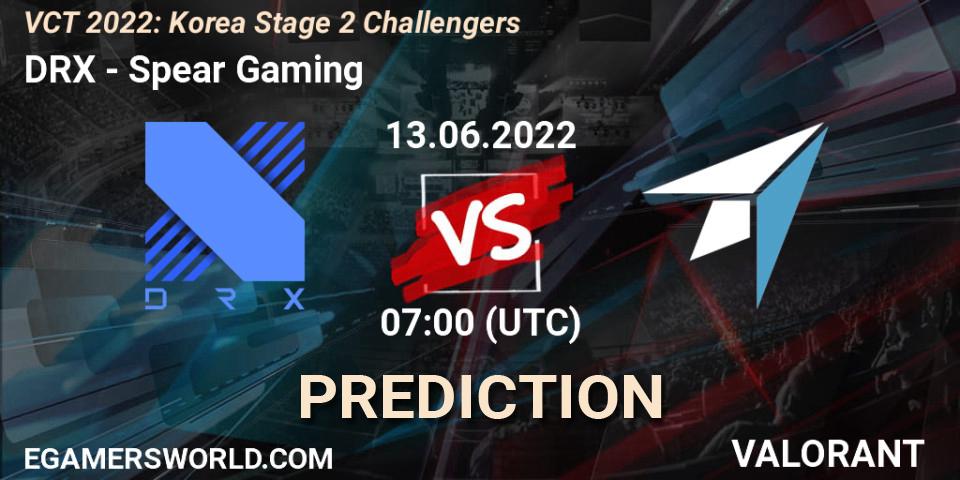 DRX - Spear Gaming: прогноз. 13.06.2022 at 07:00, VALORANT, VCT 2022: Korea Stage 2 Challengers