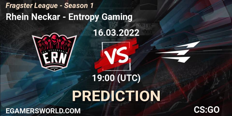 Rhein Neckar - Entropy Gaming: прогноз. 16.03.2022 at 19:00, Counter-Strike (CS2), Fragster League - Season 1