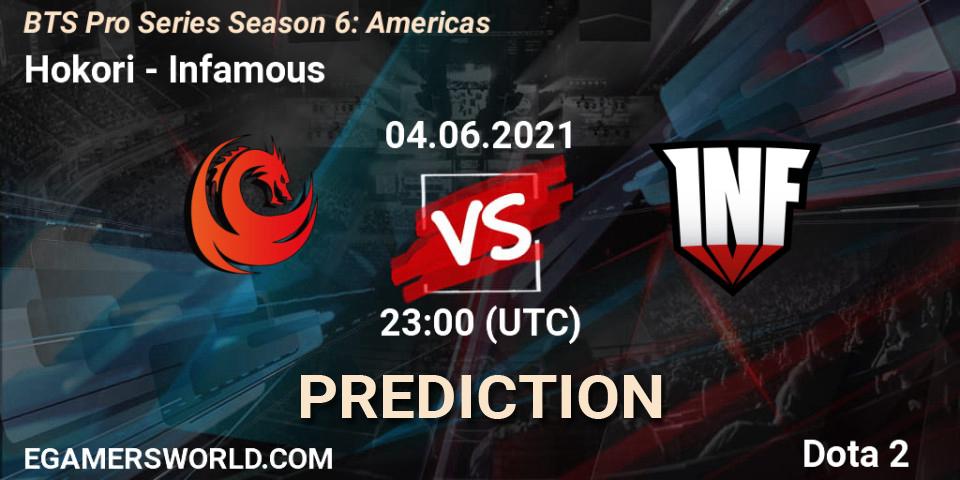 Hokori - Infamous: прогноз. 04.06.2021 at 20:00, Dota 2, BTS Pro Series Season 6: Americas