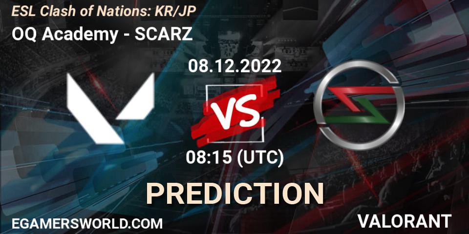 OQ Academy - SCARZ: прогноз. 08.12.2022 at 08:15, VALORANT, ESL Clash of Nations: KR/JP