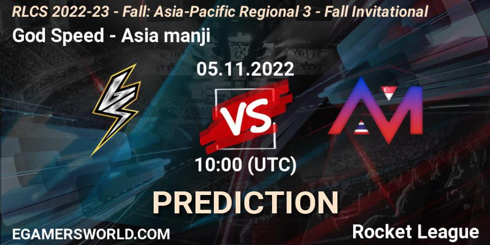 God Speed - Asia manji: прогноз. 05.11.2022 at 10:00, Rocket League, RLCS 2022-23 - Fall: Asia-Pacific Regional 3 - Fall Invitational