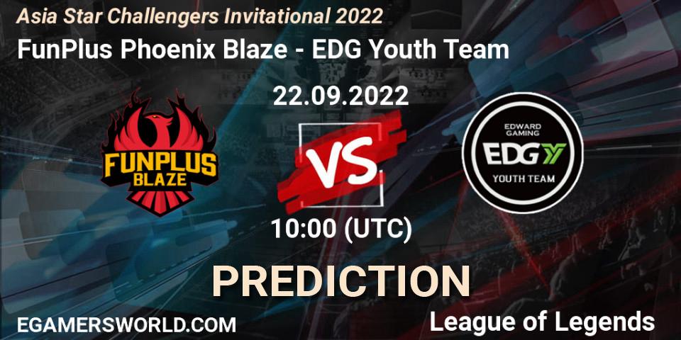 FunPlus Phoenix Blaze - EDward Gaming Youth Team: прогноз. 22.09.2022 at 10:00, LoL, Asia Star Challengers Invitational 2022