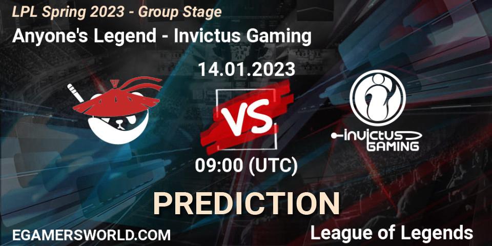 Anyone's Legend - Invictus Gaming: прогноз. 14.01.2023 at 10:00, LoL, LPL Spring 2023 - Group Stage