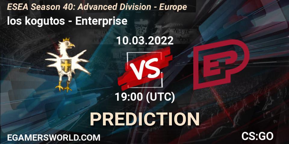 los kogutos - Enterprise: прогноз. 10.03.2022 at 19:00, Counter-Strike (CS2), ESEA Season 40: Advanced Division - Europe