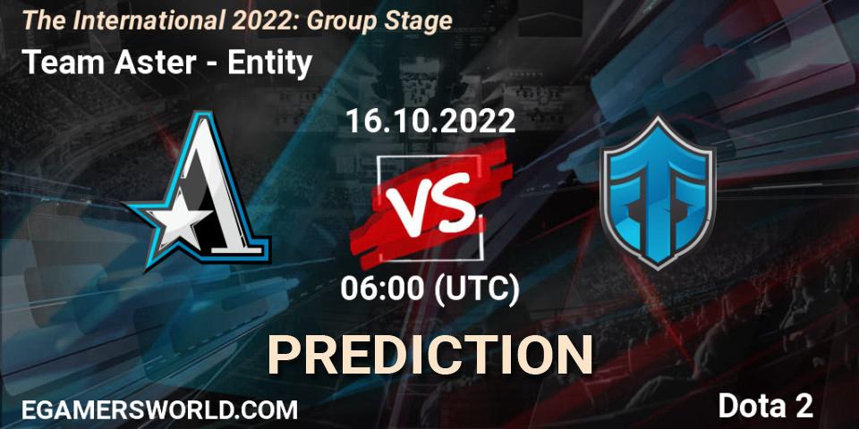 Team Aster - Entity: прогноз. 16.10.2022 at 06:39, Dota 2, The International 2022: Group Stage