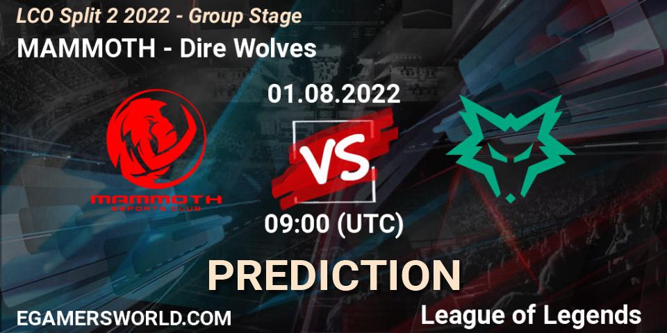 MAMMOTH - Dire Wolves: прогноз. 01.08.2022 at 09:00, LoL, LCO Split 2 2022 - Group Stage