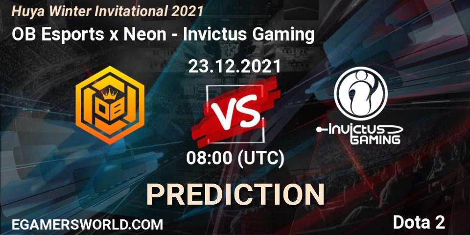 OB Esports x Neon - Invictus Gaming: прогноз. 23.12.2021 at 08:40, Dota 2, Huya Winter Invitational 2021