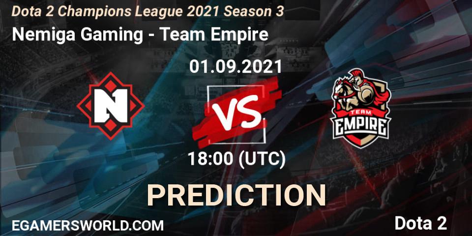 Nemiga Gaming - Team Empire: прогноз. 03.09.2021 at 12:00, Dota 2, Dota 2 Champions League 2021 Season 3
