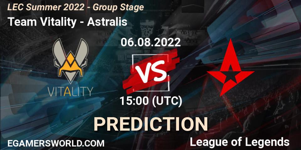 Team Vitality - Astralis: прогноз. 06.08.2022 at 15:00, LoL, LEC Summer 2022 - Group Stage