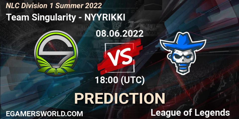 Team Singularity - NYYRIKKI: прогноз. 08.06.2022 at 19:00, LoL, NLC Division 1 Summer 2022