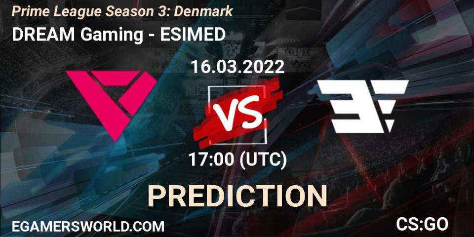 DREAM Gaming - ESIMED: прогноз. 24.03.2022 at 18:00, Counter-Strike (CS2), Prime League Season 3: Denmark