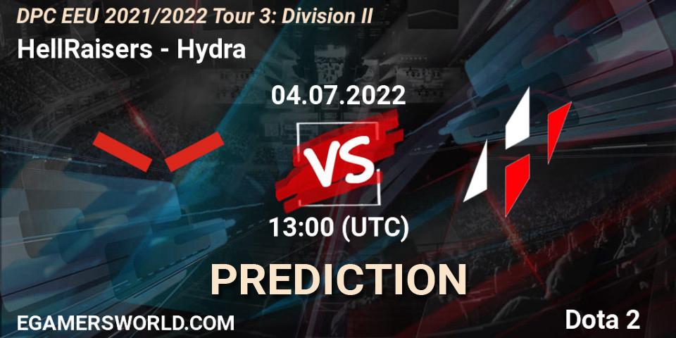 HellRaisers - Hydra: прогноз. 04.07.2022 at 13:00, Dota 2, DPC EEU 2021/2022 Tour 3: Division II