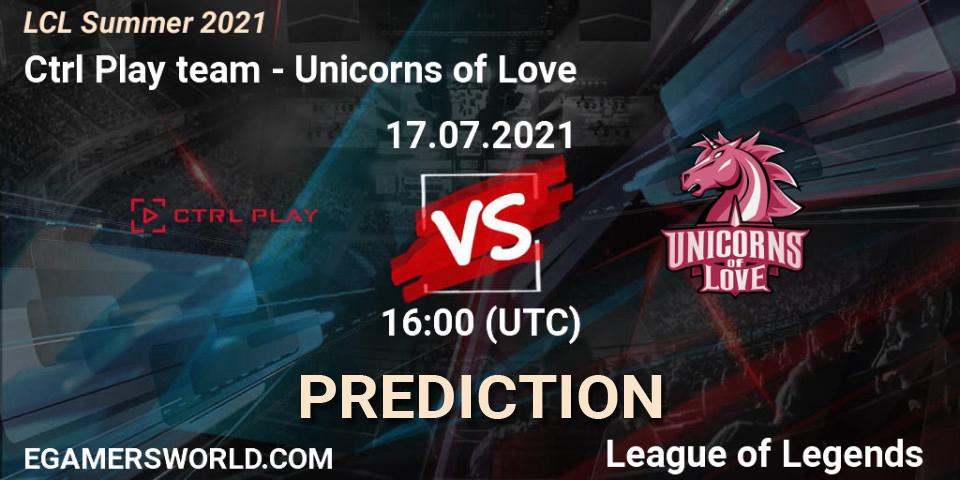 Ctrl Play team - Unicorns of Love: прогноз. 17.07.21, LoL, LCL Summer 2021