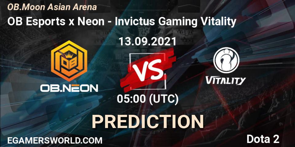 OB Esports x Neon - Invictus Gaming Vitality: прогноз. 13.09.2021 at 05:08, Dota 2, OB.Moon Asian Arena