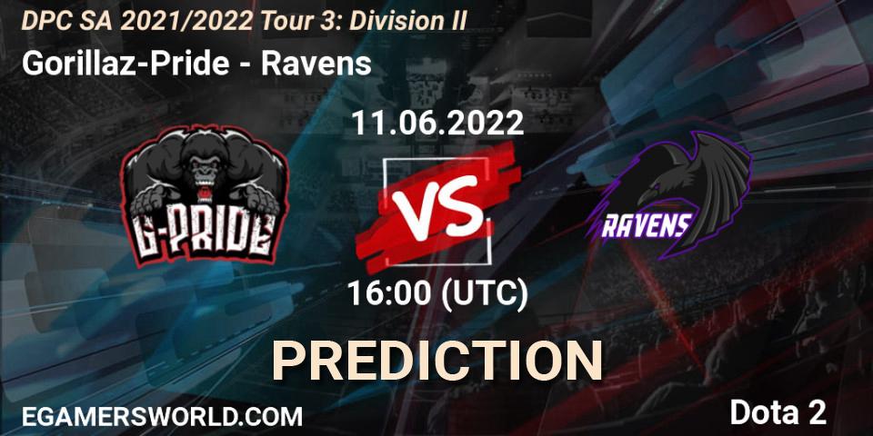 Gorillaz-Pride - Ravens: прогноз. 11.06.2022 at 16:14, Dota 2, DPC SA 2021/2022 Tour 3: Division II