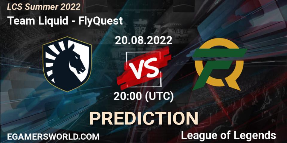 Team Liquid - FlyQuest: прогноз. 20.08.2022 at 20:00, LoL, LCS Summer 2022