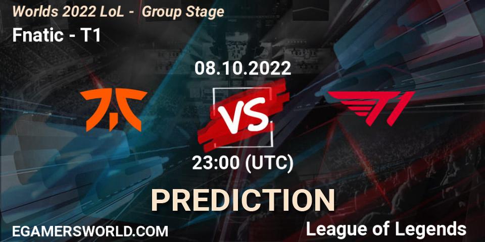 Fnatic - T1: прогноз. 08.10.2022 at 23:00, LoL, Worlds 2022 LoL - Group Stage