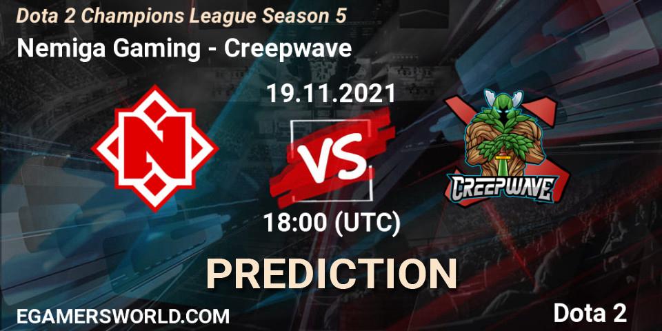 Nemiga Gaming - Creepwave: прогноз. 19.11.2021 at 18:00, Dota 2, Dota 2 Champions League 2021 Season 5