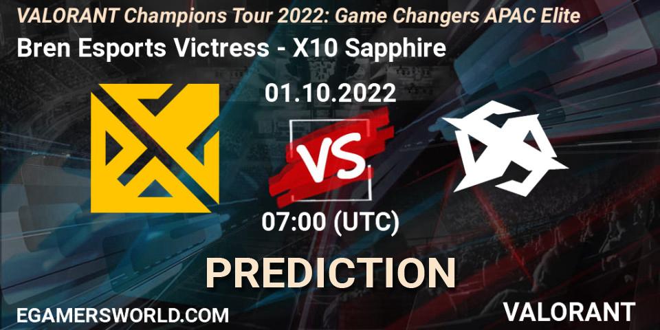 Bren Esports Victress - X10 Sapphire: прогноз. 01.10.2022 at 07:00, VALORANT, VCT 2022: Game Changers APAC Elite