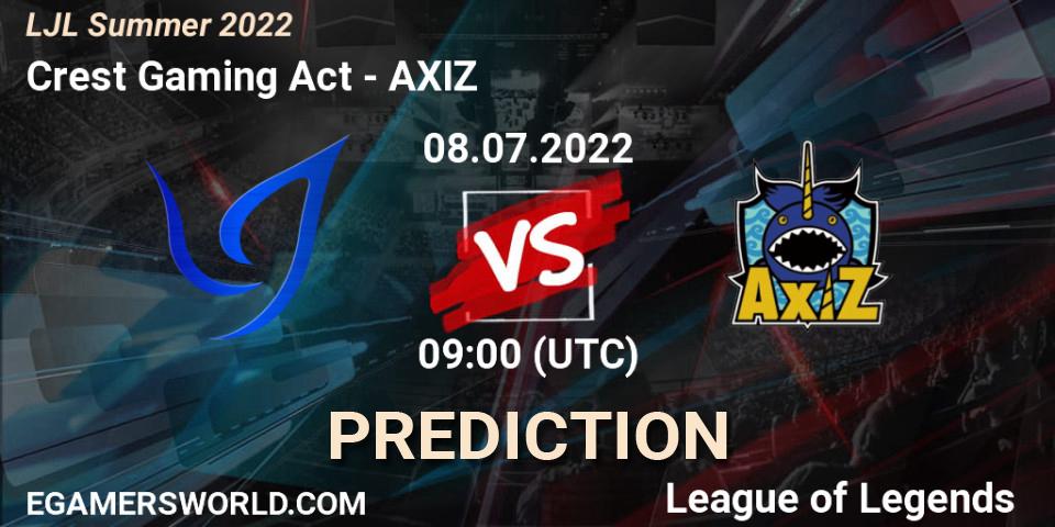 Crest Gaming Act - AXIZ: прогноз. 08.07.2022 at 09:00, LoL, LJL Summer 2022
