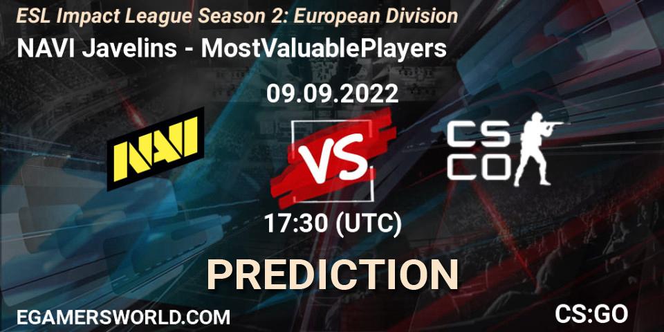 NAVI Javelins - MostValuablePlayers: прогноз. 09.09.22, CS2 (CS:GO), ESL Impact League Season 2: European Division