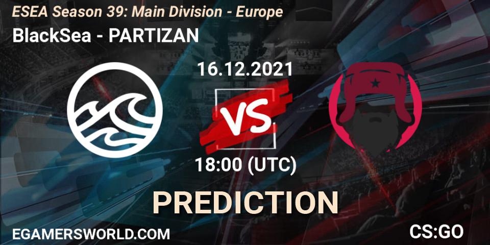 BlackSea - PARTIZAN: прогноз. 16.12.2021 at 18:00, Counter-Strike (CS2), ESEA Season 39: Main Division - Europe