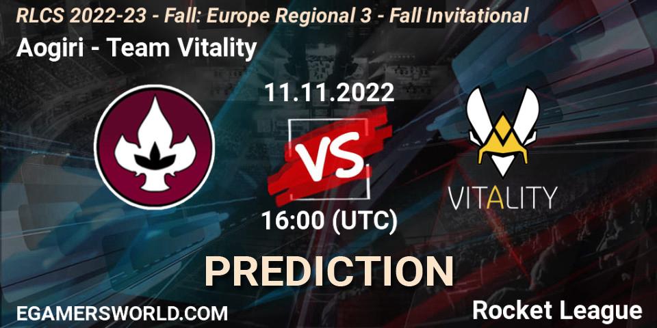 Aogiri - Team Vitality: прогноз. 11.11.2022 at 16:00, Rocket League, RLCS 2022-23 - Fall: Europe Regional 3 - Fall Invitational