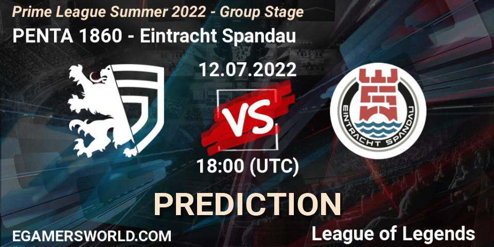 PENTA 1860 - Eintracht Spandau: прогноз. 12.07.2022 at 19:00, LoL, Prime League Summer 2022 - Group Stage