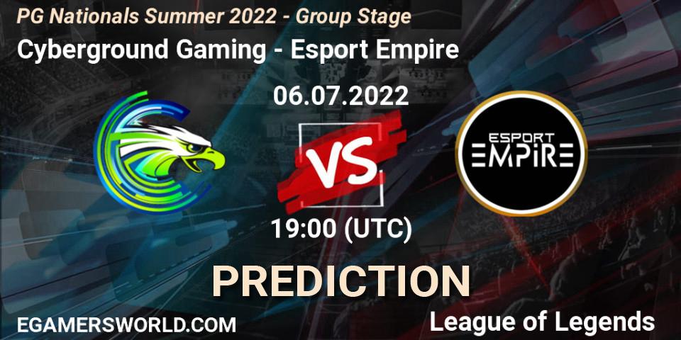 Cyberground Gaming - Esport Empire: прогноз. 06.07.2022 at 19:00, LoL, PG Nationals Summer 2022 - Group Stage