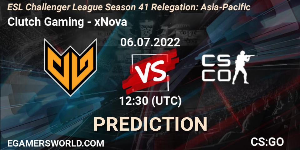 Clutch Gaming - xNova: прогноз. 06.07.2022 at 12:30, Counter-Strike (CS2), ESL Challenger League Season 41 Relegation: Asia-Pacific