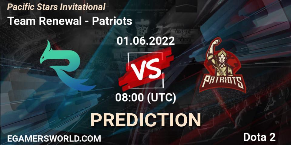 Team Renewal - Patriots: прогноз. 01.06.2022 at 09:17, Dota 2, Pacific Stars Invitational