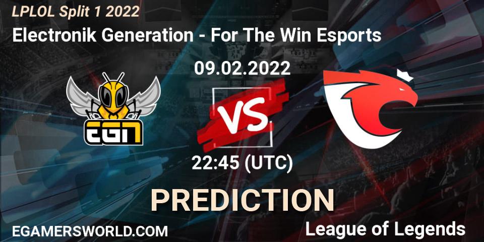 Electronik Generation - For The Win Esports: прогноз. 09.02.2022 at 22:30, LoL, LPLOL Split 1 2022