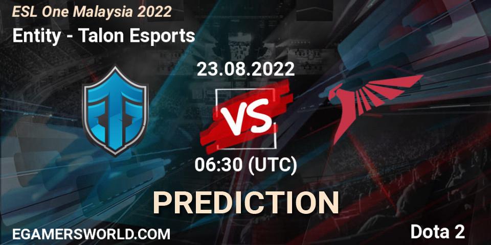 Entity - Talon Esports: прогноз. 23.08.22, Dota 2, ESL One Malaysia 2022