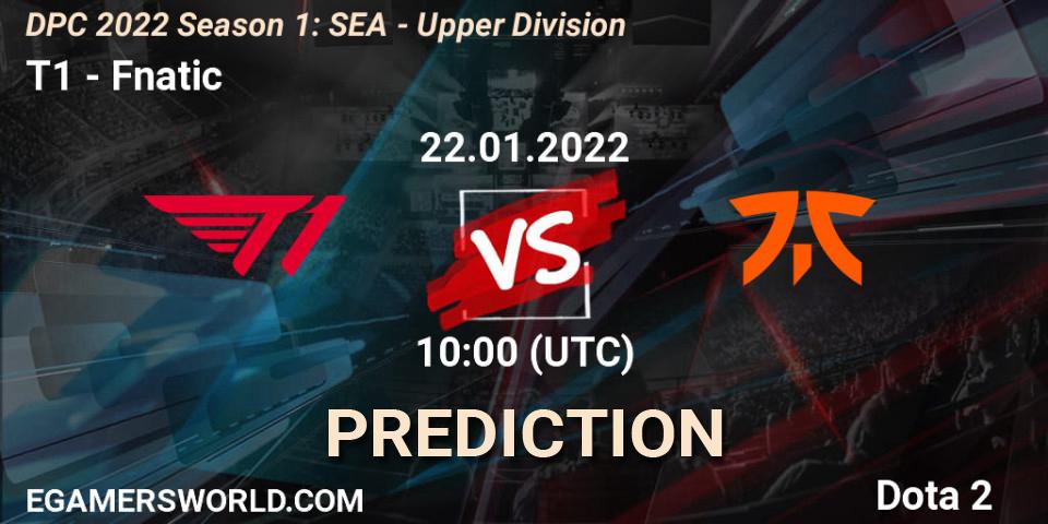 T1 - Fnatic: прогноз. 22.01.2022 at 11:01, Dota 2, DPC 2022 Season 1: SEA - Upper Division