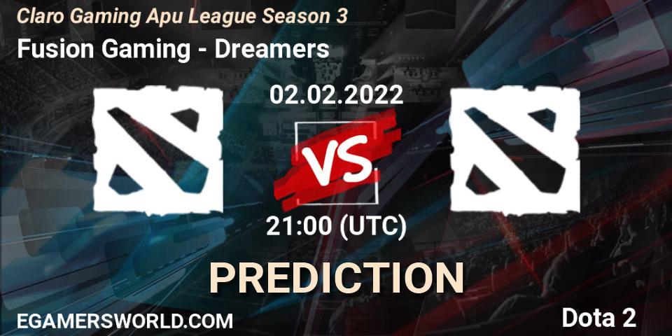 Fusion Gaming - Dreamers: прогноз. 02.02.2022 at 23:44, Dota 2, Claro Gaming Apu League Season 3