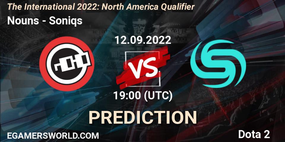 Nouns - Soniqs: прогноз. 12.09.2022 at 19:00, Dota 2, The International 2022: North America Qualifier