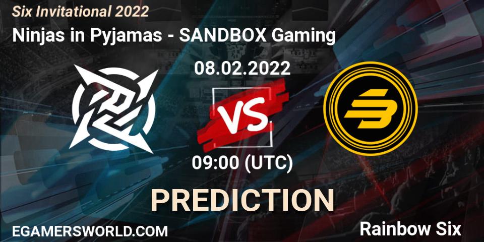 Ninjas in Pyjamas - SANDBOX Gaming: прогноз. 08.02.2022 at 09:00, Rainbow Six, Six Invitational 2022