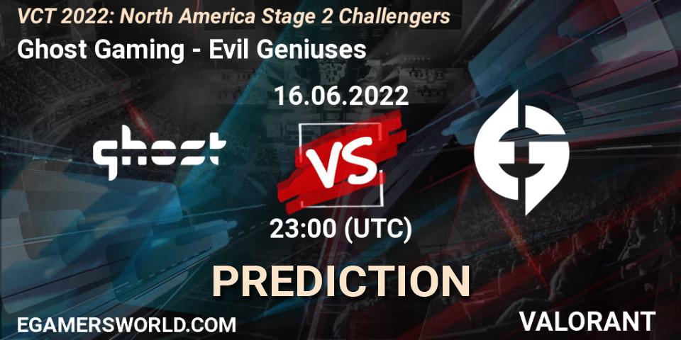 Ghost Gaming - Evil Geniuses: прогноз. 16.06.2022 at 23:55, VALORANT, VCT 2022: North America Stage 2 Challengers