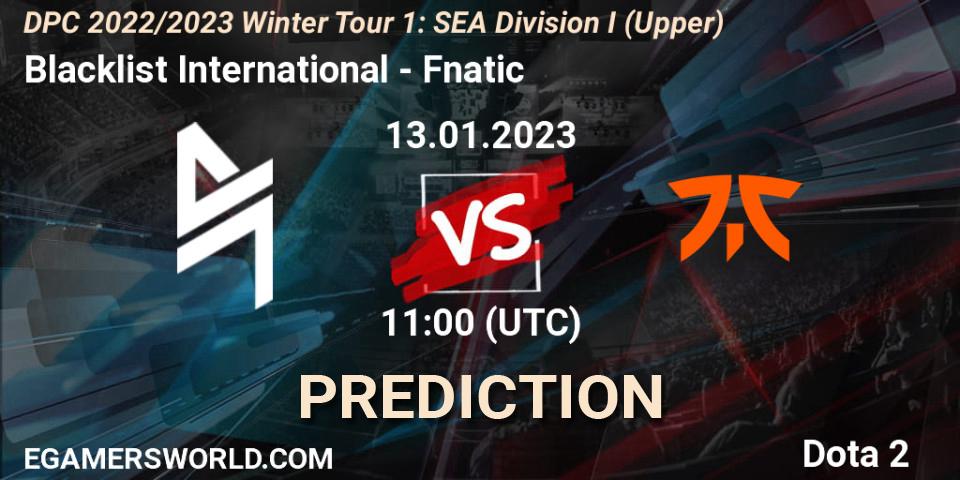 Blacklist International - Fnatic: прогноз. 13.01.2023 at 13:17, Dota 2, DPC 2022/2023 Winter Tour 1: SEA Division I (Upper)