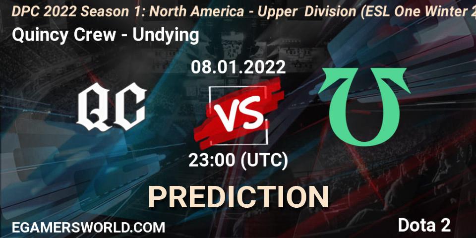 Quincy Crew - Undying: прогноз. 08.01.2022 at 22:55, Dota 2, DPC 2022 Season 1: North America - Upper Division (ESL One Winter 2021)