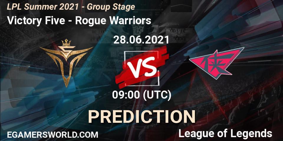 Victory Five - Rogue Warriors: прогноз. 28.06.21, LoL, LPL Summer 2021 - Group Stage