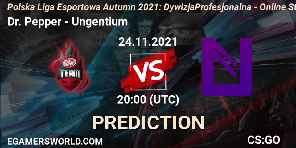 Dr. Pepper - Ungentium: прогноз. 24.11.2021 at 19:40, Counter-Strike (CS2), Polska Liga Esportowa Autumn 2021: Dywizja Profesjonalna - Online Stage