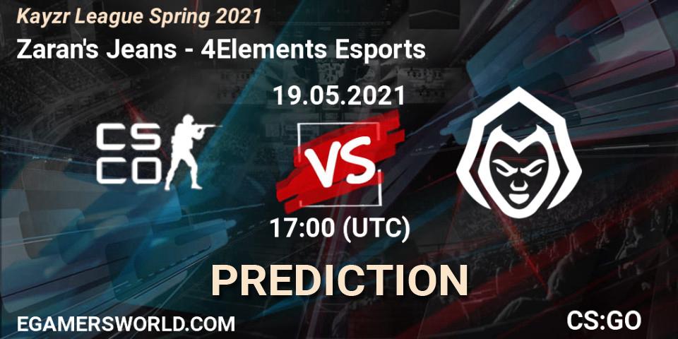 Zaran's Jeans - 4Elements Esports: прогноз. 19.05.2021 at 17:00, Counter-Strike (CS2), Kayzr League Spring 2021
