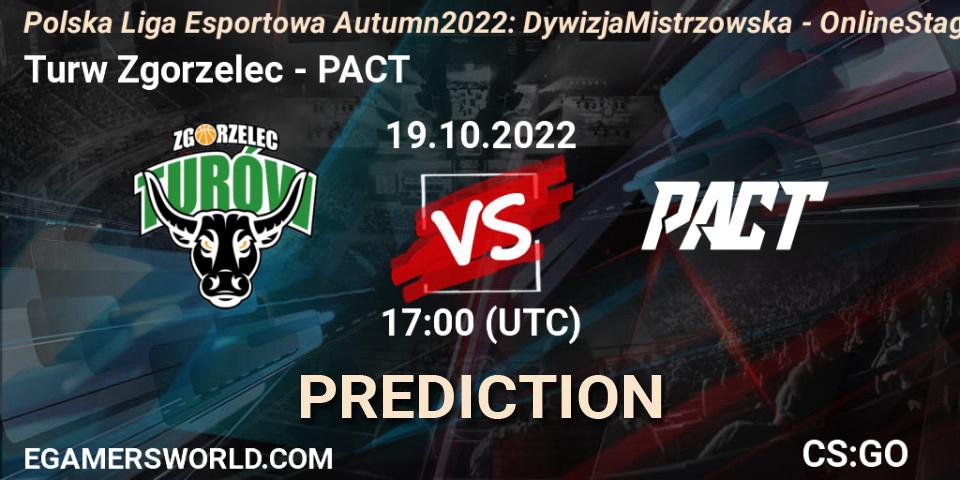 Turów Zgorzelec - PACT: прогноз. 19.10.2022 at 17:00, Counter-Strike (CS2), Polska Liga Esportowa Autumn 2022: Dywizja Mistrzowska - Online Stage