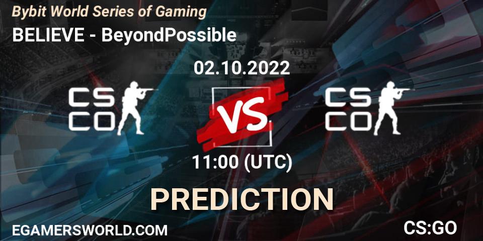 BELIEVE - BeyondPossible: прогноз. 02.10.2022 at 11:00, Counter-Strike (CS2), Bybit World Series of Gaming