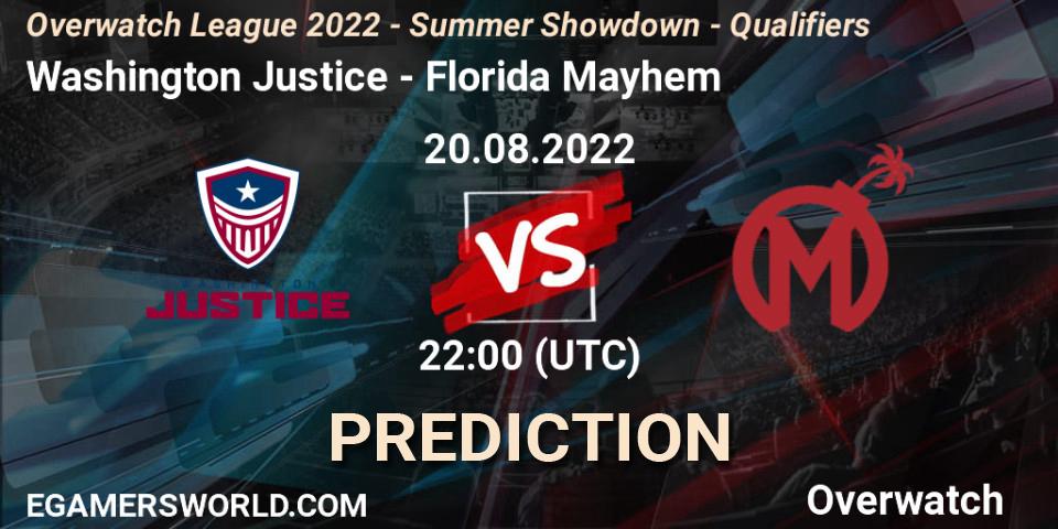 Washington Justice - Florida Mayhem: прогноз. 20.08.22, Overwatch, Overwatch League 2022 - Summer Showdown - Qualifiers