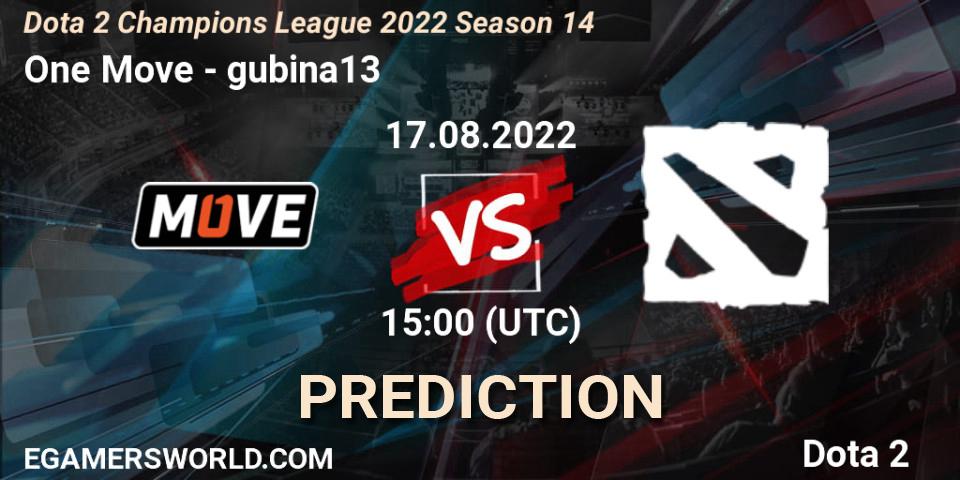 One Move - gubina13: прогноз. 17.08.2022 at 15:04, Dota 2, Dota 2 Champions League 2022 Season 14