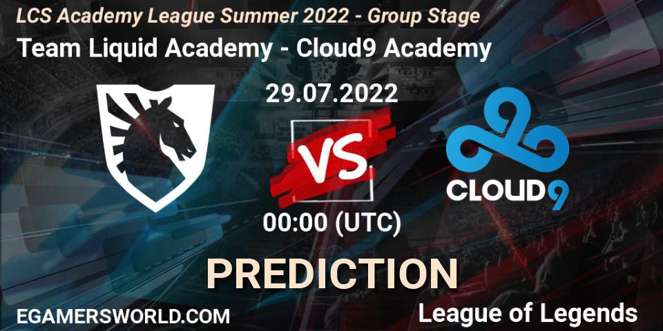 Team Liquid Academy - Cloud9 Academy: прогноз. 29.07.2022 at 00:00, LoL, LCS Academy League Summer 2022 - Group Stage
