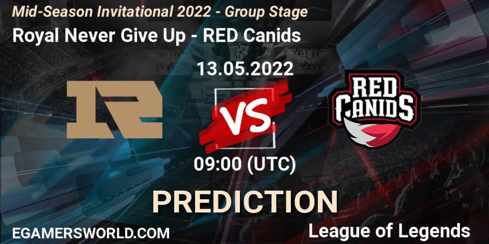 Royal Never Give Up - RED Canids: прогноз. 12.05.2022 at 11:00, LoL, Mid-Season Invitational 2022 - Group Stage